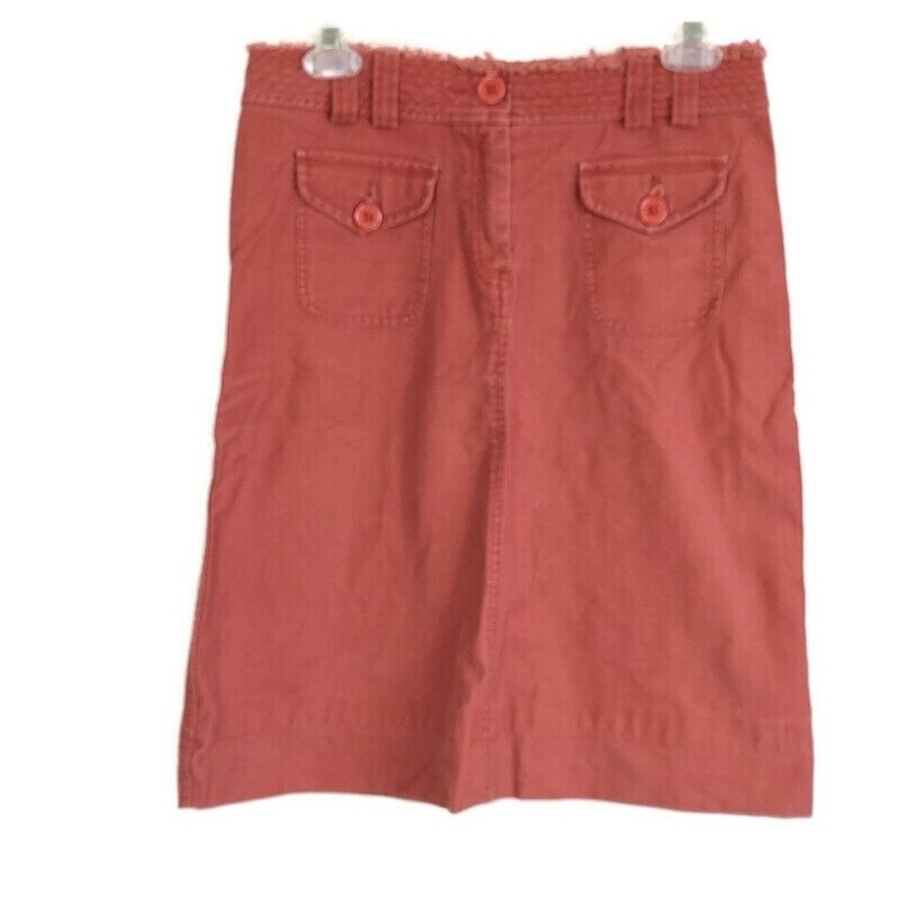 Sitwell Womens sz 4 Skirt Solid Rust Red Knee Length Aline Button Pockets Modest
